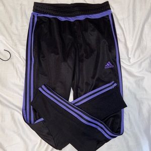Purple strip adidas pants